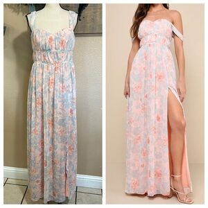 NWOT Exceptional Sweetness Peach Floral Off-the-Shoulder Maxi Dress